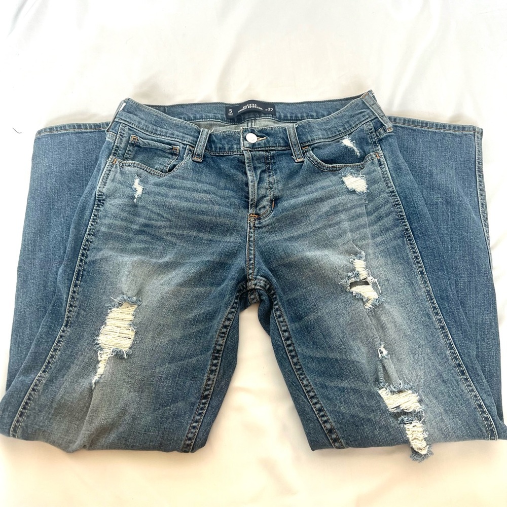 Hollister Light Blue Distressed Boyfriend Jeans